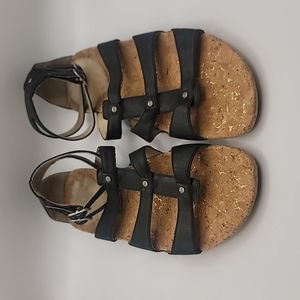 UGG Leather and Cork Ankle Wrap Sandals